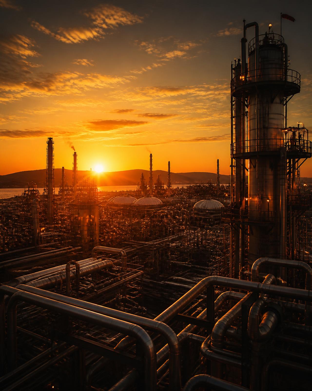 Refinery at sunset